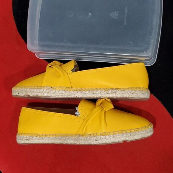 New Talbots Soft Nappa Leather Izzy Knot Detail Espadrilles in Yellow Size 8.5 - Picture 9 of 15